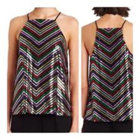 Amanda Uprichard Mako Sequin Halter | Sparkly Chevron Top โ Brand New - โฆ - Picture 4 of 8